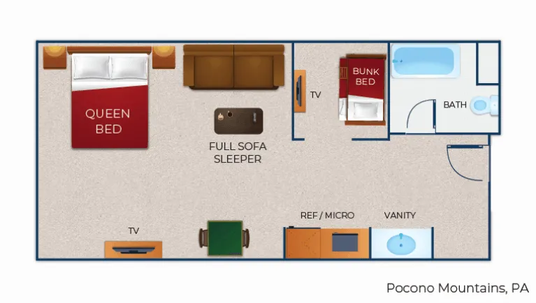 The floor plan for the KidKamp Suite(Resort View)